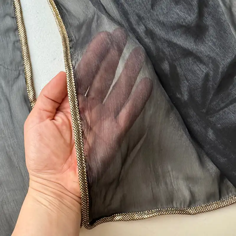 شال زنانه مدل حریر شیشه ای دور نوار