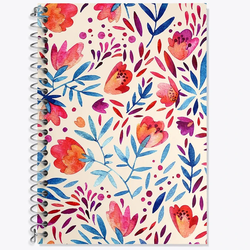 دفتر زبان 50 برگ خندالو مدل دو خط طرح گل گلی کد 2242