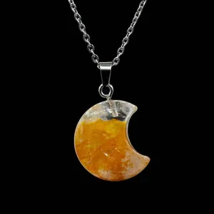 گردنبند زنانه ماناجم مدل سنگ سیترین ماه