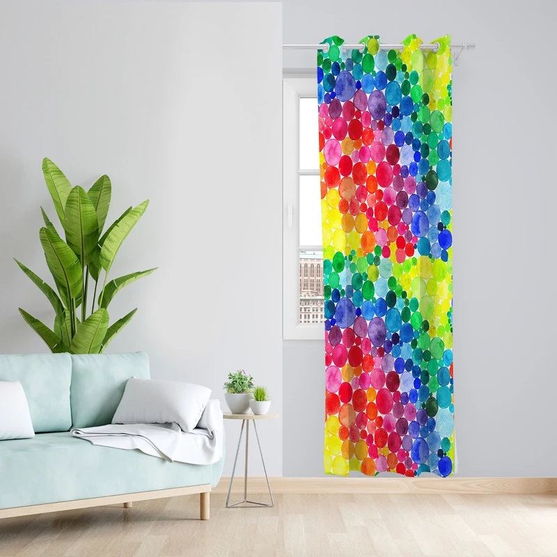 پرده طرح توپی رنگی مدل مخمل پانچی کد 4734 z سایز 140x200 سانتی متر