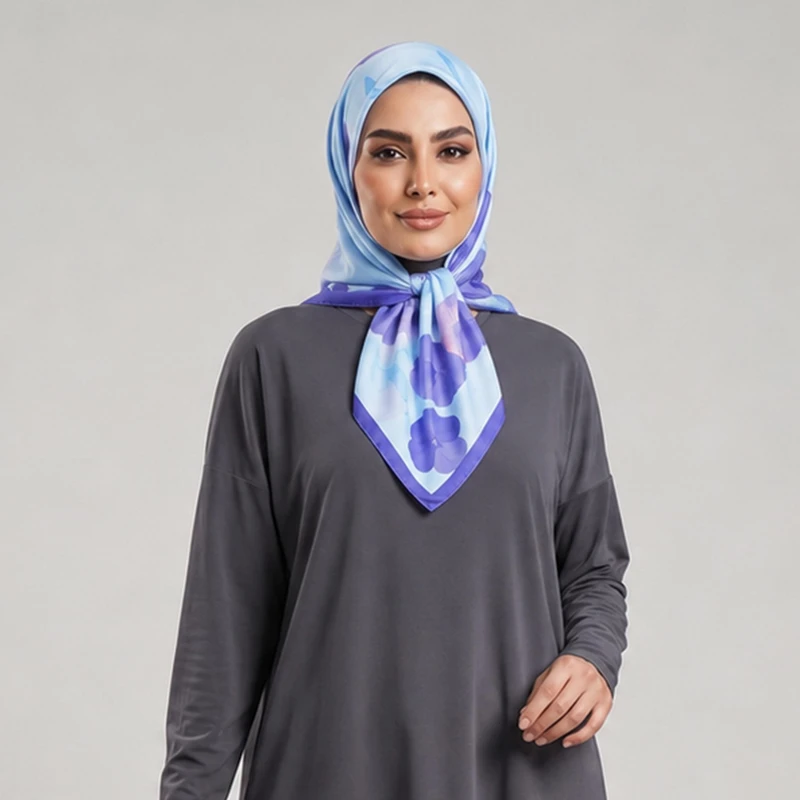 دستمال سر و گردن زنانه مدل نخی گل شبرنگی کد 2520