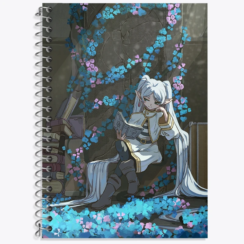 دفتر زبان 50 برگ خندالو مدل سه خط طرح انیمه فریرن (Frieren) کد 33920