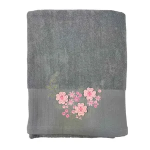 حوله حمام گلزار مدل گلدوزی کد 9015 سایز 86x150 سانتی متر