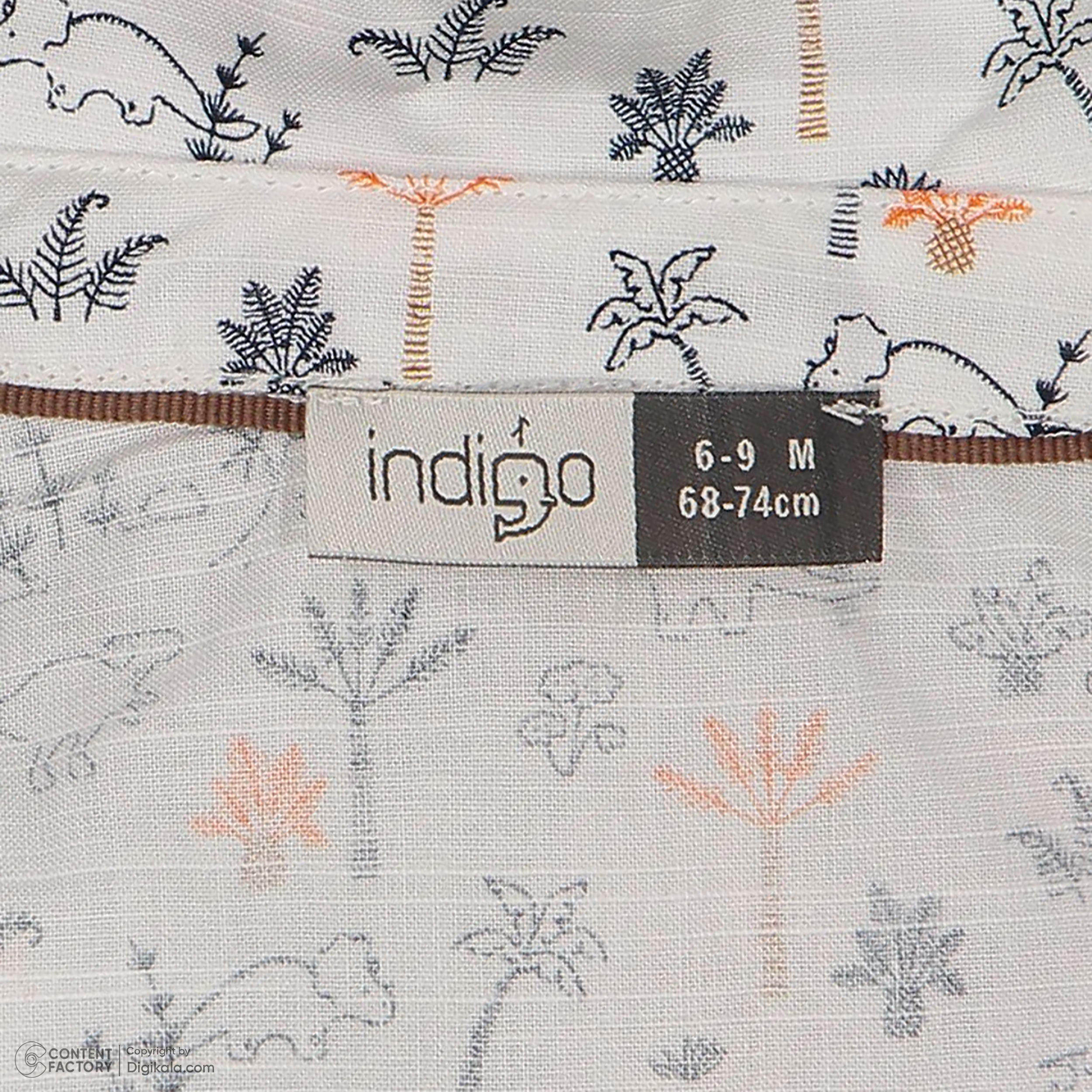 ست پیراهن آستین کوتاه و شلوارک نوزادی ایندیگو مدل 132391 رنگ سفید -  - 4