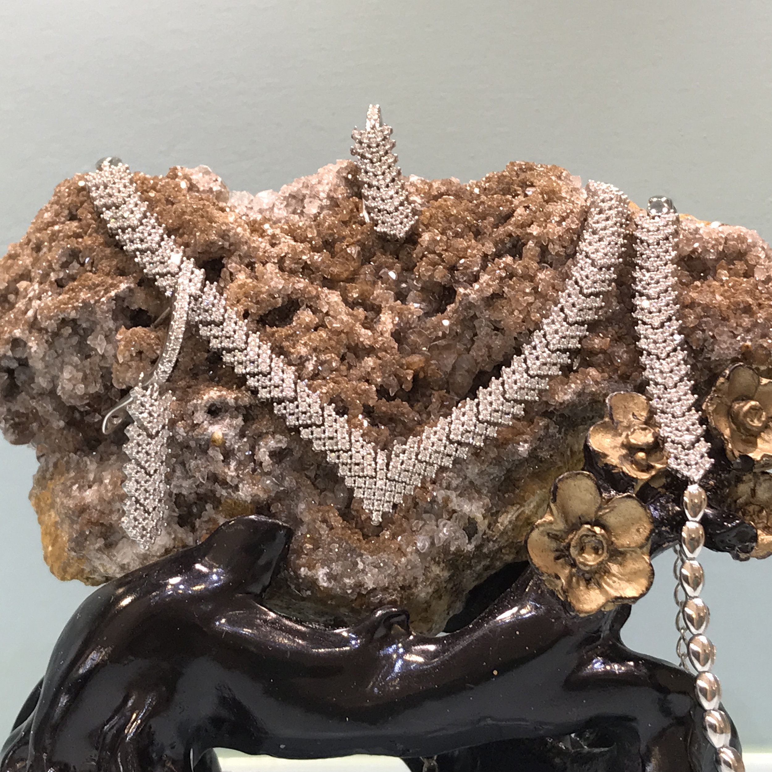 نیم ست نقره زنانه مدل پرنس جناقی روکش رادیوم