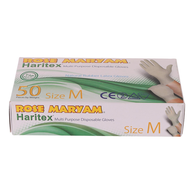 دستکش یکبار مصرف رزمریم مدل حری تکس سایز M بسته 50 عددی