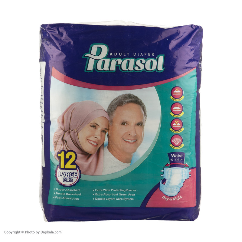 پوشینه چسبی بزرگسال پاراسل سایز بزرگ بسته 12 عددی