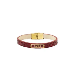 دستبند نقره ژابیز مدل چرم طبیعی طرح چری کد XL.114
