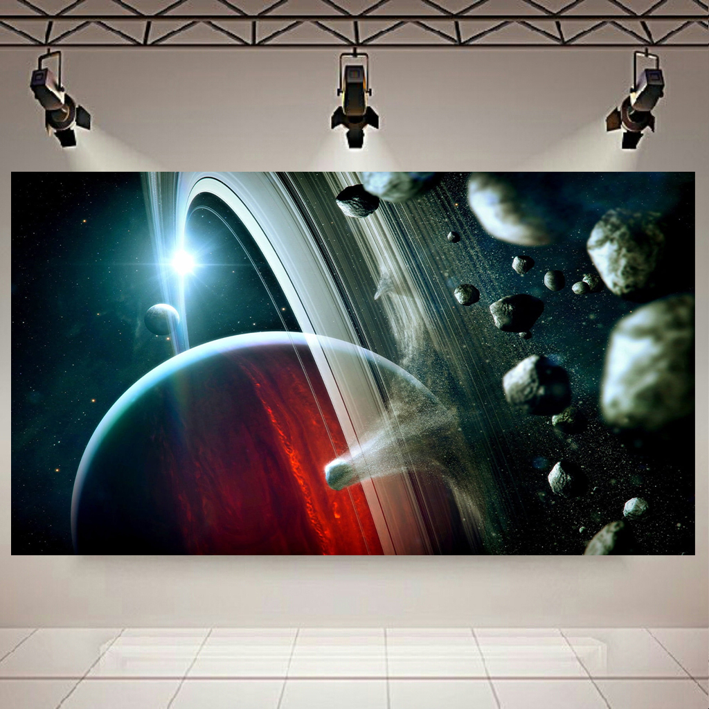 پوستر پارچه ای بلک لایت طرح کهکشان و ستارگان مدل انفجار در قمر کد AR30557