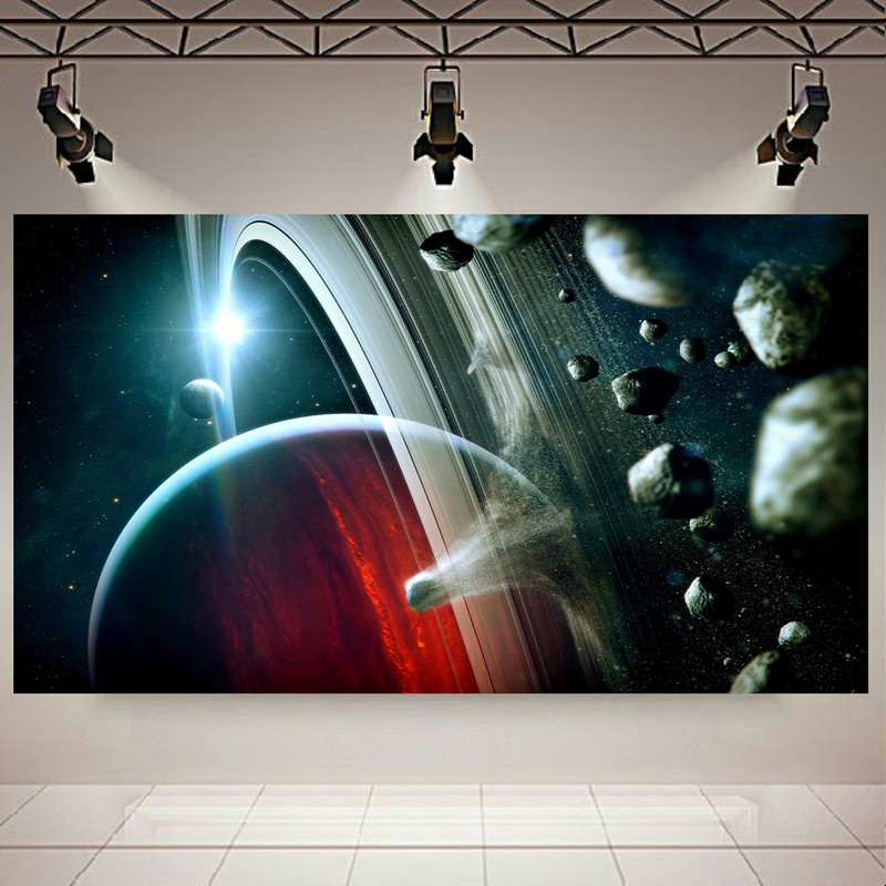 پوستر پارچه ای بلک لایت طرح کهکشان و ستارگان مدل انفجار در قمر کد AR30557