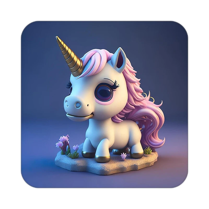 زیر لیوانی کاکتی طرح اسب تک شاخ و یونیکورن مدل mp32472