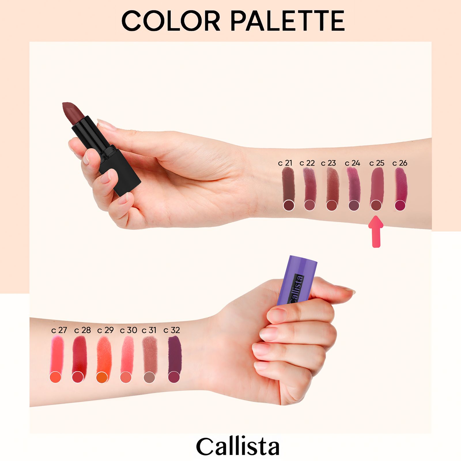 رژ لب جامد کالیستا سری Hydra Color شماره C25 -  - 2