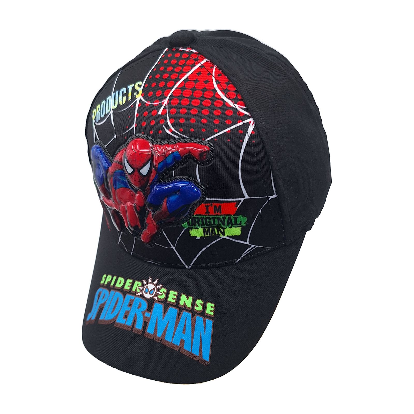 کلاه کپ پسرانه مدل مرد عنکبوتی چراغدار کد 1144 رنگ مشکی -  - 5