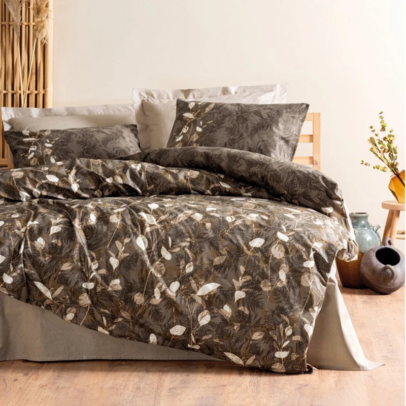 سرویس ملحفه تک نفره 3 تکه کاتن باکس مدل Dual Foresta Bej