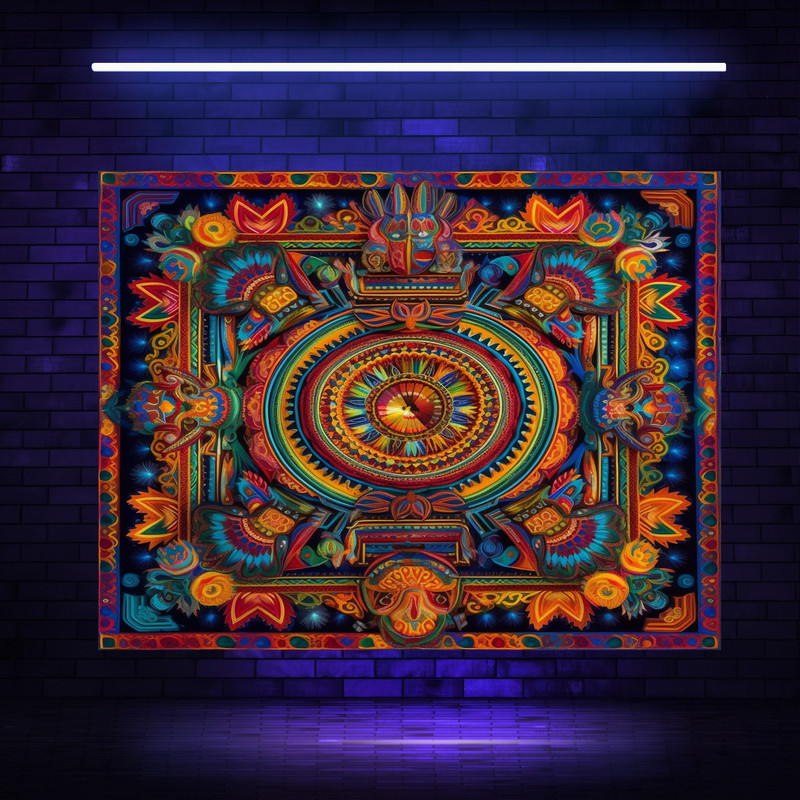 پوستر پارچه ای مدل بک دراپ بلک لایت طرح boho کد FP105109