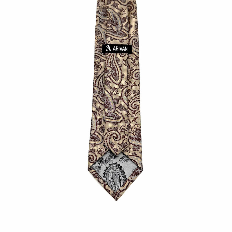 ست کراوات و دستمال جیب مردانه آریوان مدل بته جقه کد TB9904