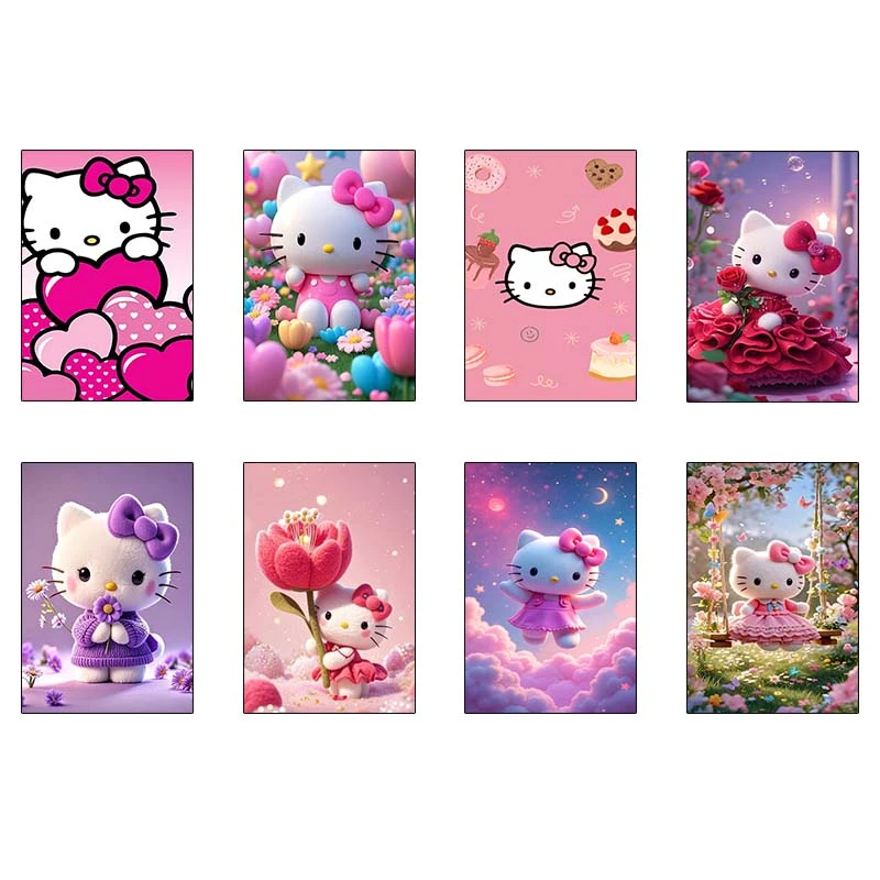 پوستر کارنيکا طرح هلو کیتی hello kitty کد 57058 مجموعه 8 عددی