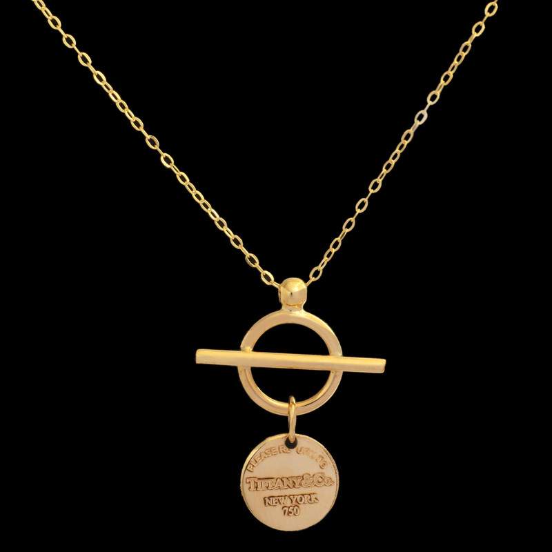 گردنبند طلا 18 عیار زنانه با زنجیر حلقه‌ای (فلامینگو) طلای مستجابی مدل گرد تیفانی کد T1547