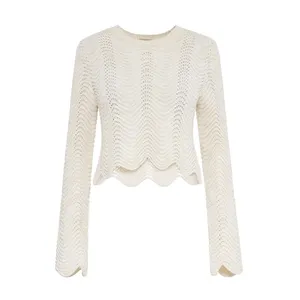 پلیور یقه گرد زنانه مدل Crop 