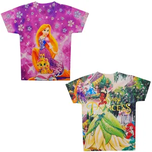 تی شرت دخترانه طرح گیسو کمند و  پرنسس تیانا کد 44 مجموعه 2 عددی