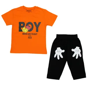 ست تی شرت و شلوارک پسرانه مدل BOY11 رنگ نارنجی