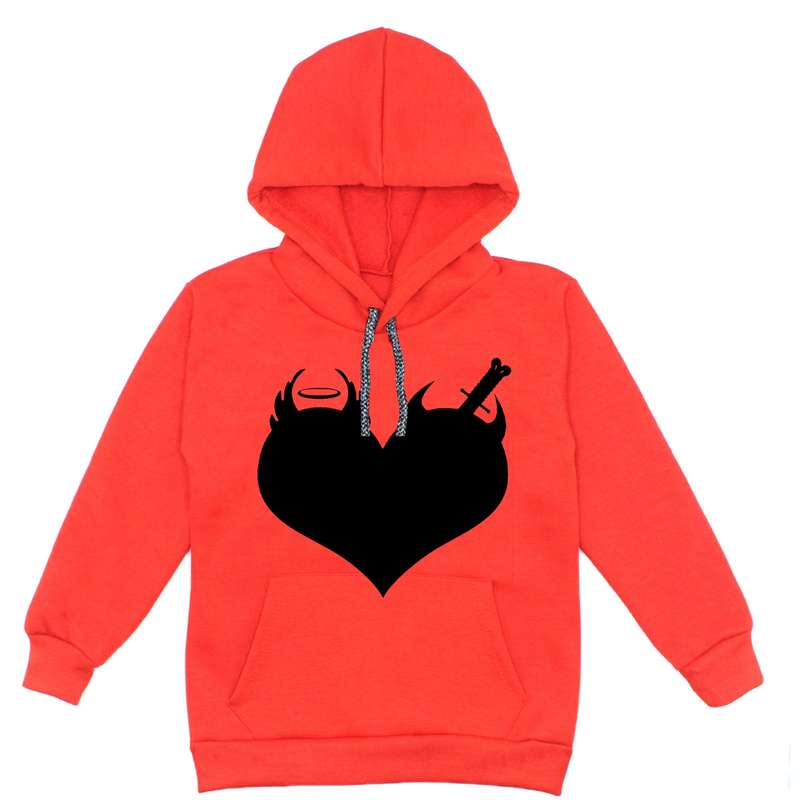 هودی دخترانه مدل قلب A48 رنگ قرمز 