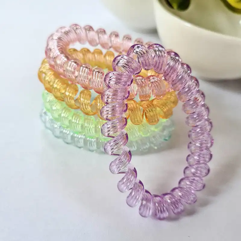 کش مو زنانه مدل سیم تلفنی شفاف کد brg 4004 بسته دو عددی