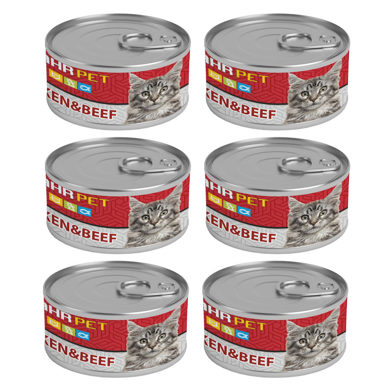 کنسرو نچرال گربه شهرپت مدل Chicken Beef وزن 120 گرم بسته 6 عددی