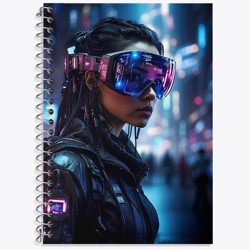 دفتر زبان 50 برگ خندالو مدل سه خط طرح سایبر پانک کد N1664