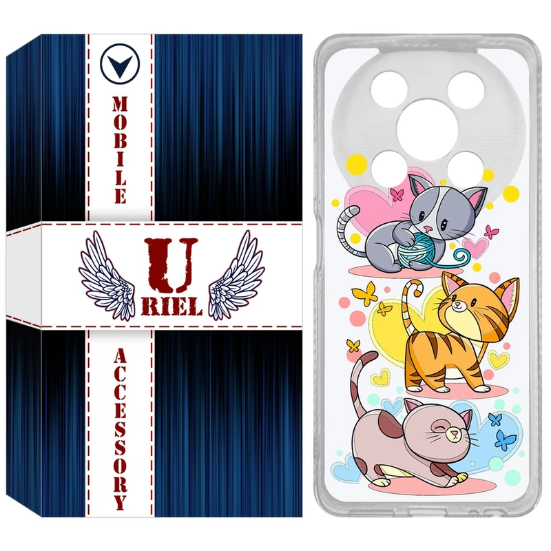 کاور یوریل مدل Clear کد 6 طرح گربه مناسب برای گوشی موبایل وکال V2 / V2 Lite