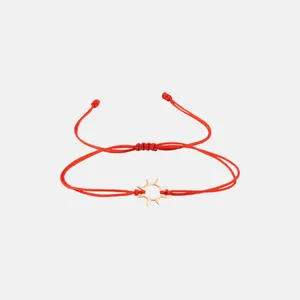 دستبند طلا 18 عیار زنانه با بند نخی خانه گل طلا مدل خورشید