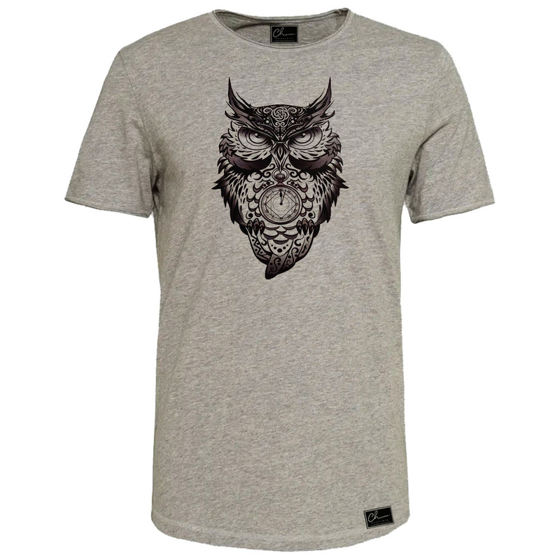 تیشرت آستین کوتاه مردانه مدل جغد کد M280 رنگ طوسی