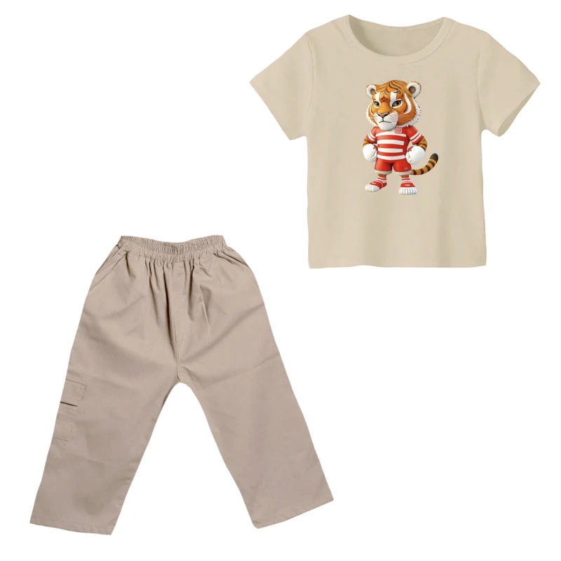 ست تی شرت و شلوارک پسرانه مدل ببر کد ۵
