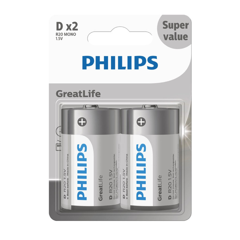 باتری D فیلیپس مدل GreatLife بسته دو عددی