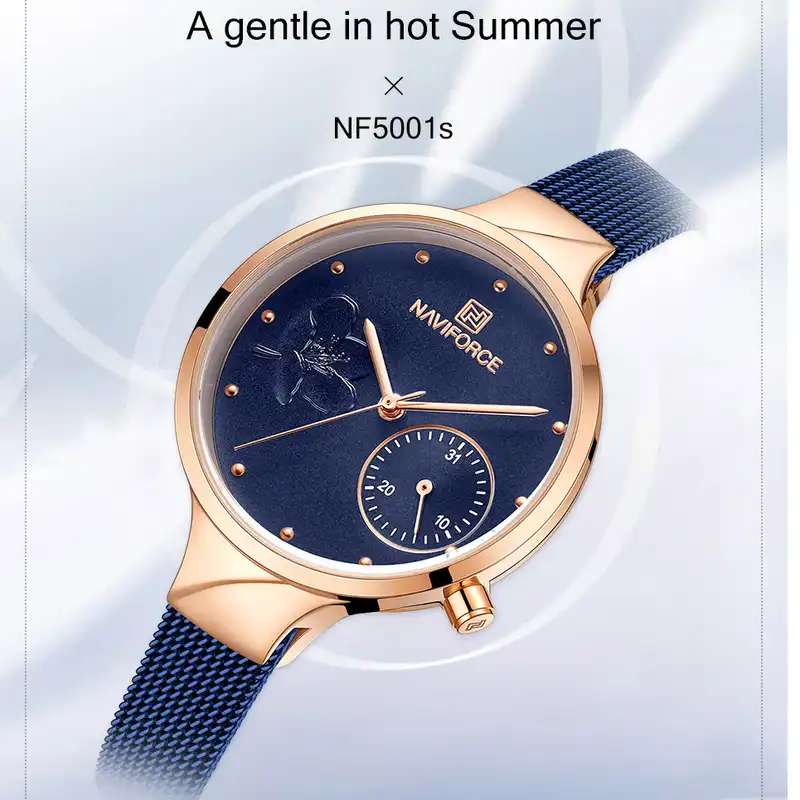 ساعت مچی عقربه ای زنانه نیوی فورس مدل N F 5001 S RG BE BE