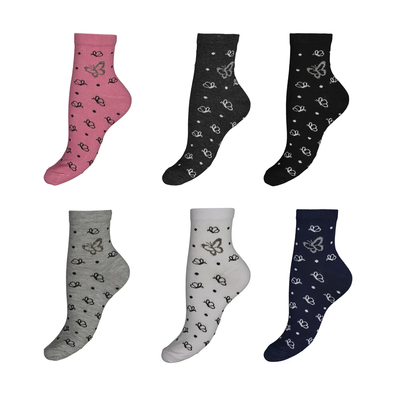 جوراب زنانه مدل پروانه بسته 6 عددی
