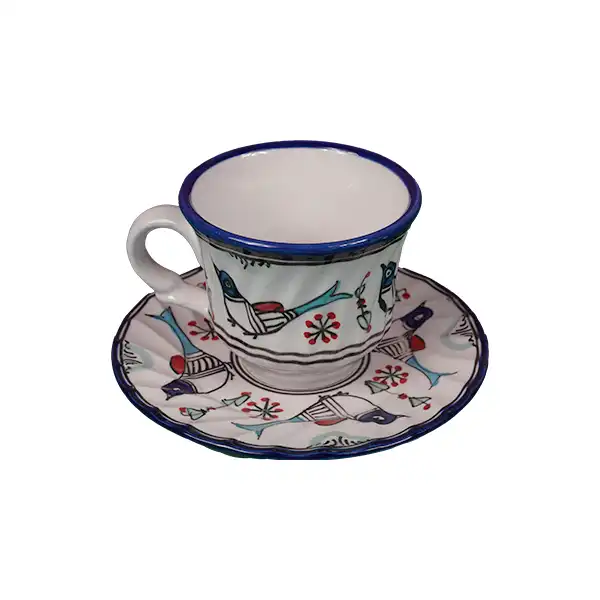 ست فنجان و نعلبکی سرامیکی طرح پرنده