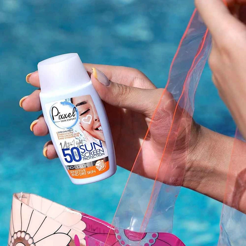 عکس شماره 11 : کرم ضدآفتاب بی-رنگ پیکسل spf50 مدل sensitive، مناسب پوست-های خشک و حساس، حجم 50 میلی-لیتر