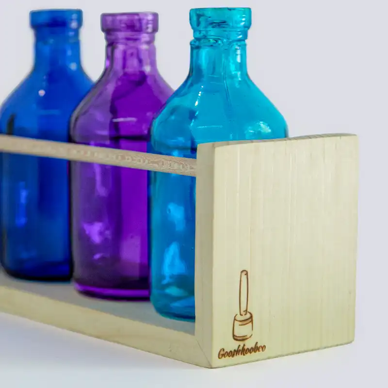 گلدان دکوری گوشکوب مدل شیشه رنگی  کد P031 بسته 3 عددی