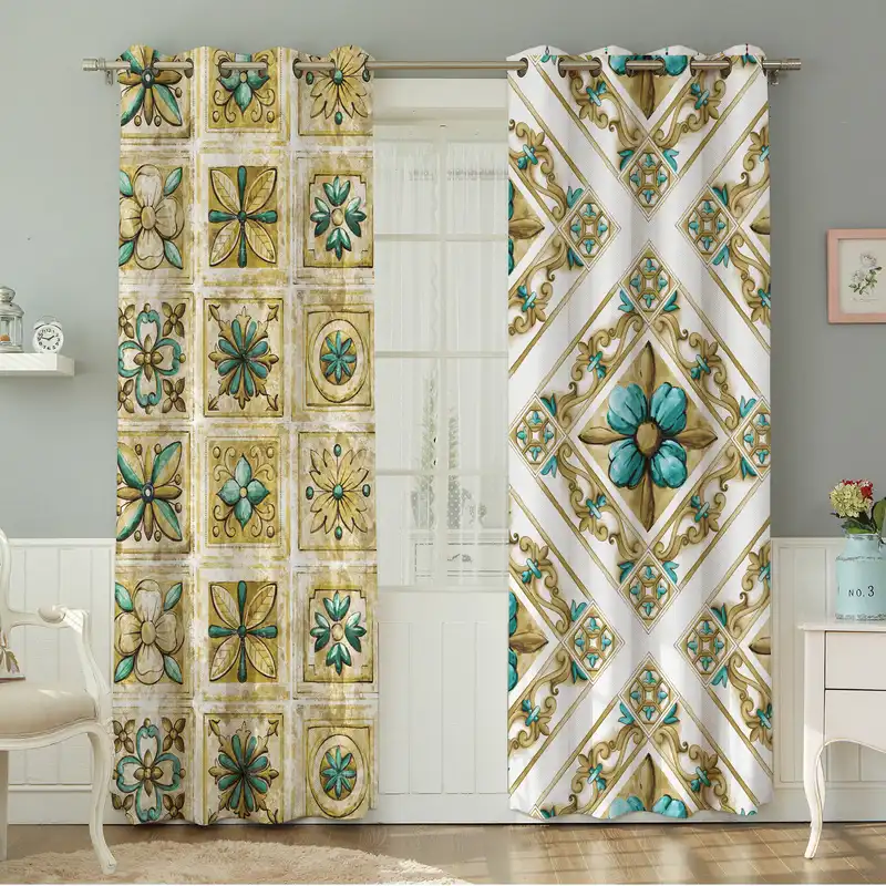 پرده نیروانا طرح سنتی مدل مخمل کد 9022 سایز 140×280 سانتی متر