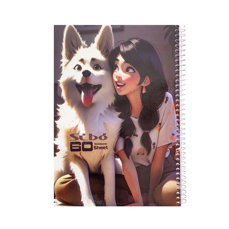 دفتر مشق 60 برگ سیبو مدل انیمیشن طرح دختر وسگ کد s3-64