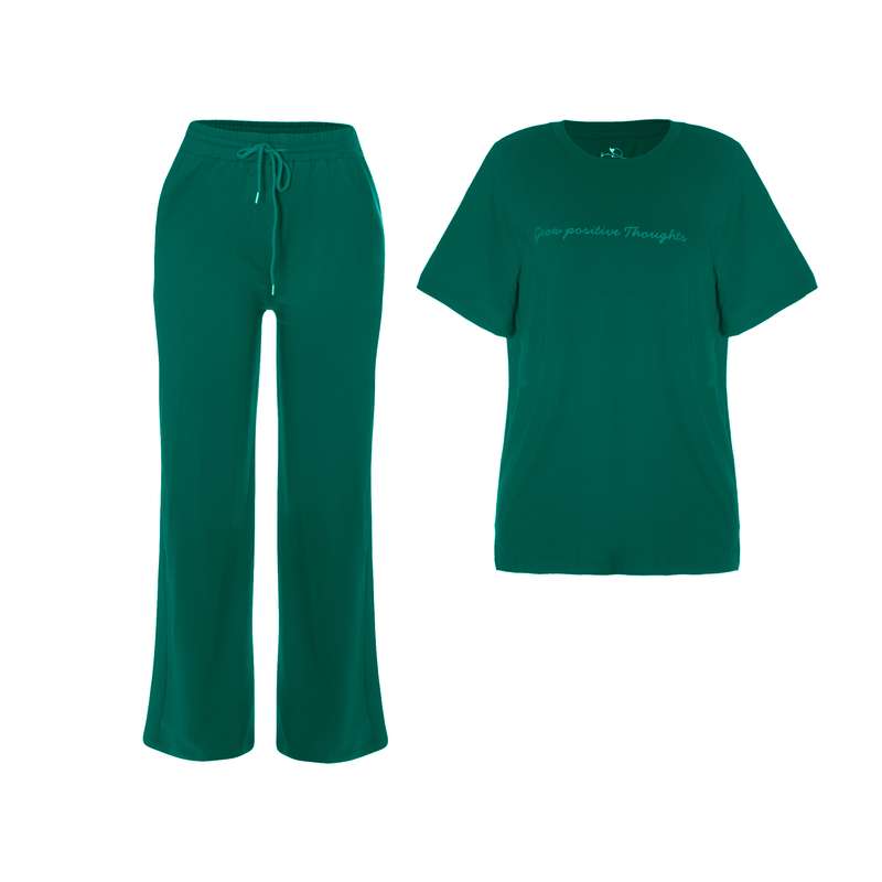 ست تی شرت آستین کوتاه و شلوار زنانه بنیس مدل مگنولیا رنگ سبز