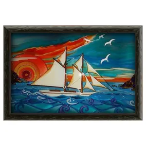 تابلو ویترای طرح دریا و کشتی کد 5330