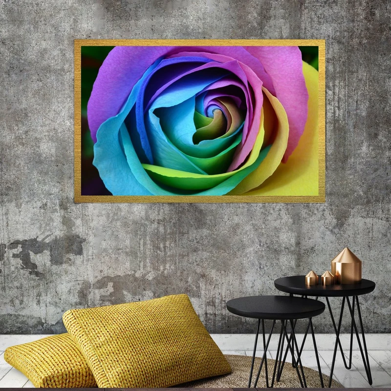 تابلو بکلیت طرح گل رز رنگی مدل قاب شاسی T-S8691