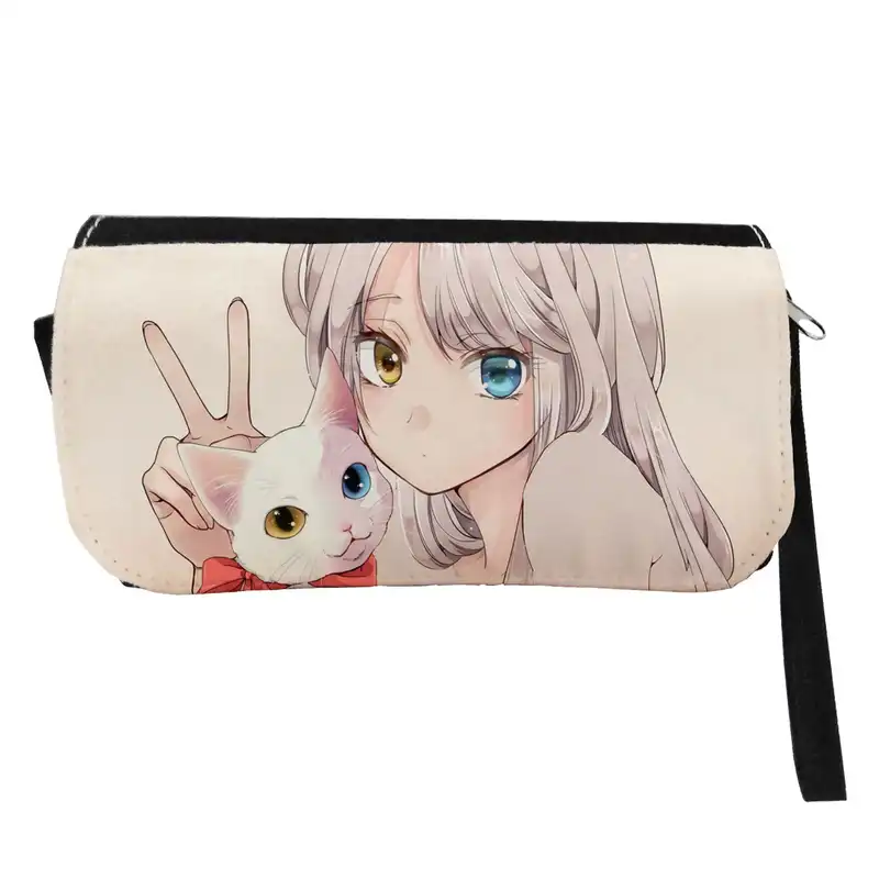 جامدادی مدل دوزیپ طرح انیمه گرل و گربه کد NI910