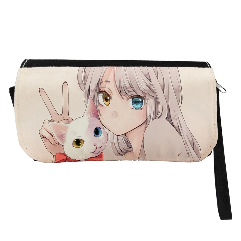  جامدادی مدل دوزیپ طرح انیمه گرل و گربه کد NI910