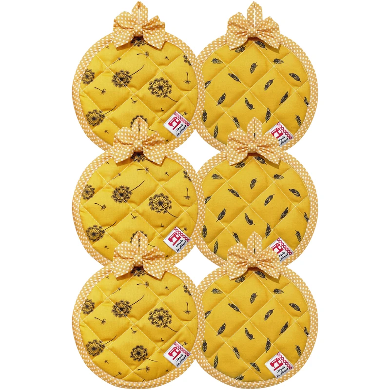 دستگیره منسوجات خسروشاهی برتر مدل گرد طرح پرواز قاصدک کد DGM218 بسته 6 عددی