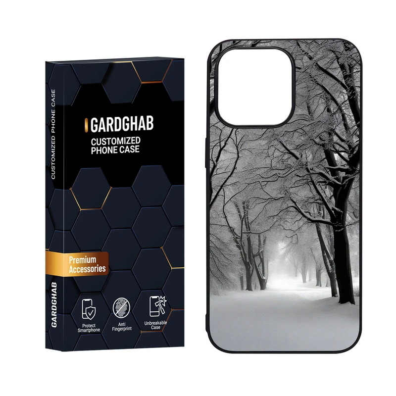 کاور گارد قاب مدل دور ژله ای پشت گلس منظره و طبیعت مناسب برای گوشی موبایل اپل iPhone 15 Pro Max