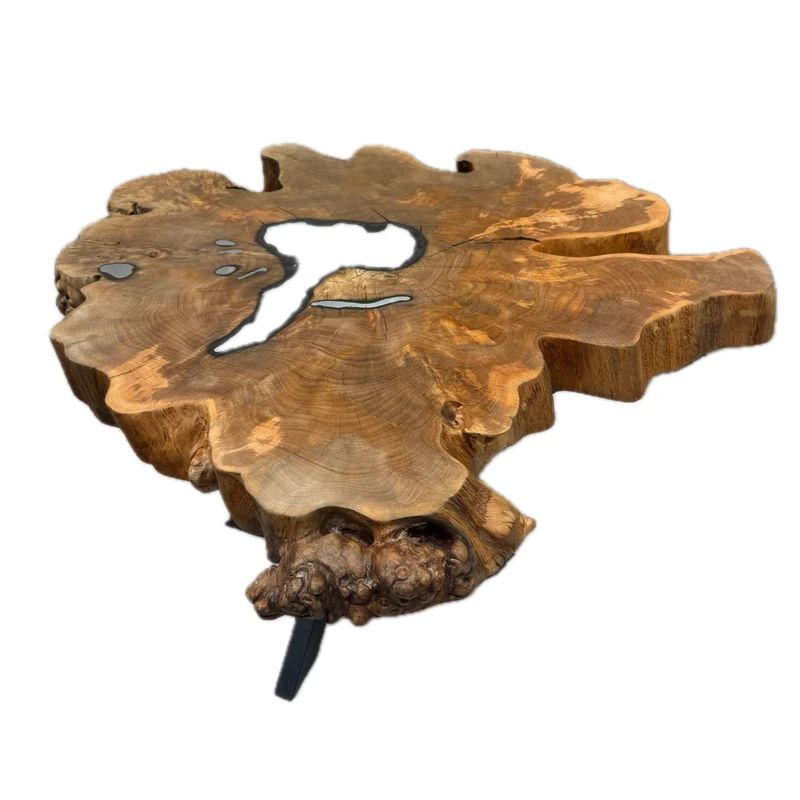 میز جلومبلی دایره با پایه آهن و صفحه چوب، آلومینیوم مدل CR220