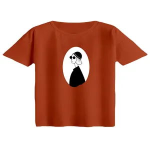 کراپ تی‌شرت آستین کوتاه زنانه مدل سیاه سفید